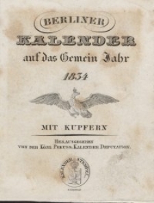 Berliner Kalender, 1834