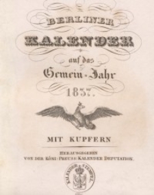 Berliner Kalender, 1837