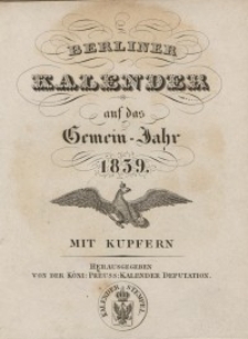 Berliner Kalender, 1839