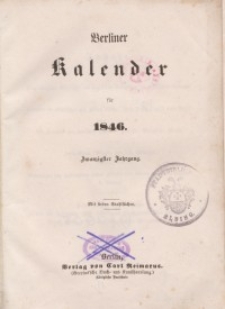 Berliner Kalender, 1846