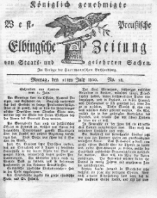 Elbingsche Zeitung, No. 58 Montag, 21 Juli 1800