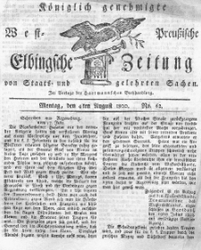 Elbingsche Zeitung, No. 62 Montag, 4 August 1800