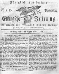 Elbingsche Zeitung, No. 64 Montag, 11 August 1800