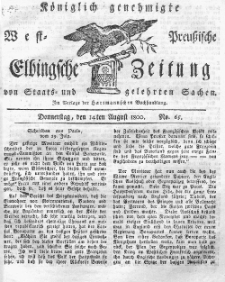 Elbingsche Zeitung, No. 65 Donnerstag, 14 August 1800
