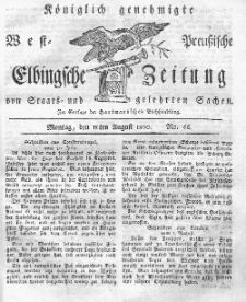 Elbingsche Zeitung, No. 66 Montag, 18 August 1800