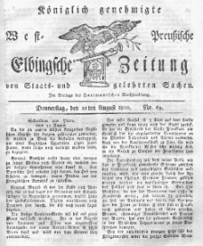 Elbingsche Zeitung, No. 69 Donnerstag, 28 August 1800