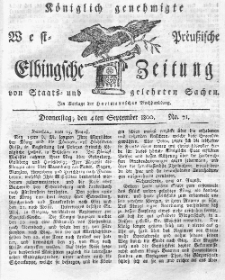 Elbingsche Zeitung, No. 71 Donnerstag, 4 September 1800