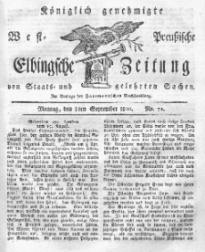 Elbingsche Zeitung, No. 72 Montag, 8 September 1800