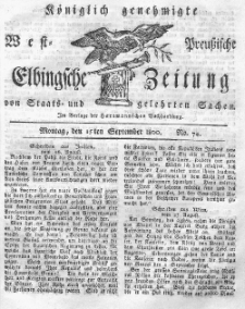 Elbingsche Zeitung, No. 74 Montag, 15 September 1800