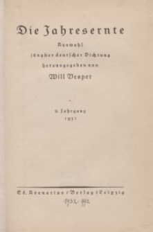 Die Jahresernte, 1931