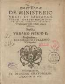Doctrinae de ministerio verbi et sacramentorum anacephalaeosis: de qua in celeberrima Academia Witebergensi VIII. Octobr. suxetesis instituetur