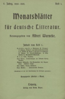 Monatsblätter für deutsche Litteratur, Jg. 5, H. 1.