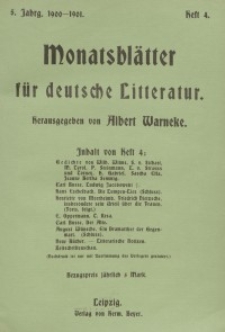 Monatsblätter für deutsche Litteratur, Jg. 5, H. 4.