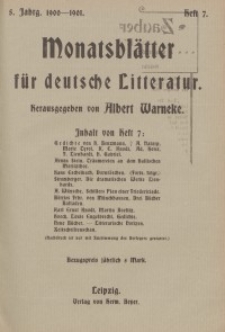 Monatsblätter für deutsche Litteratur, Jg. 5, H. 7.