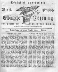 Elbingsche Zeitung, No. 85 Donnerstag, 23 Oktober 1800