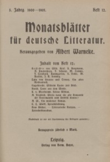 Monatsblätter für deutsche Litteratur, Jg. 5, H. 12.