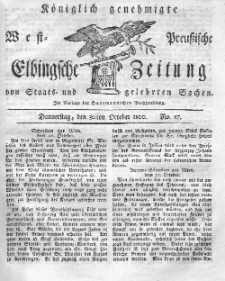 Elbingsche Zeitung, No. 87 Donnerstag, 30 Oktober 1800