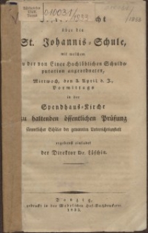 Bericht über die St. Johannis-Schule, 1833