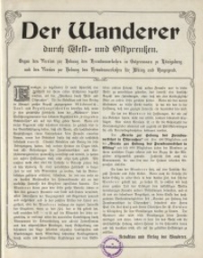 Der Wanderer durch Ost- und Westpreußen, Jg.1, 1904.