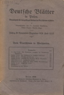 Deutsche Blätter in Polen. Jahrg. III (November-Dezember, Heft 11/12)