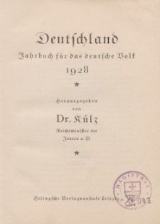 Deutschland. Jahrbuch für das deutsche Volk, 1928
