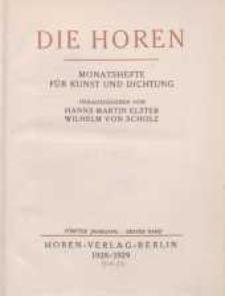 Die Horen, 1928-1929, T. 5, cz.1