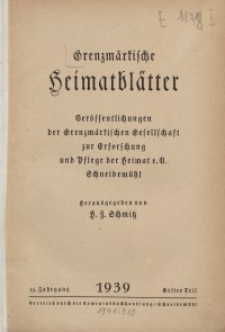 Grenzmärkische Heimatblätter, 1939