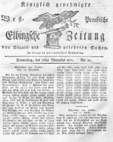 Elbingsche Zeitung, No. 95 Donnerstag, 27 November 1800