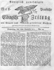 Elbingsche Zeitung, No. 99 Donnerstag, 11 Dezember 1800