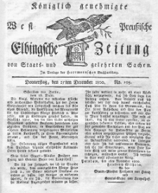 Elbingsche Zeitung, No. 103 Donnerstag, 25 Dezember 1800