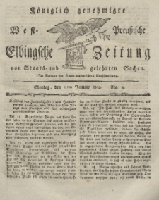 Elbingsche Zeitung, No. 3 Montag, 11 Januar 1802