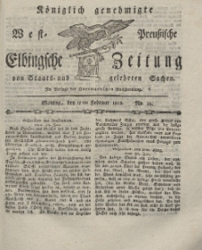 Elbingsche Zeitung, No. 13 Montag, 15 Februar 1802