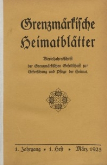 Grenzmärkische Heimatblätter, 1925-1926