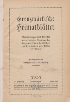 Grenzmärkische Heimatblätter, 1937-1938