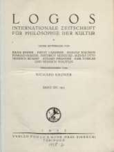Logos internationale Zeitschrift für Philosophie der Kultur, XIV. Jahrgang, 1925, H. 1-3