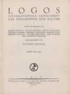 Logos internationale Zeitschrift f&uuml;r Philosophie der Kultur, XVII. Jahrgang, 1928, H. 1