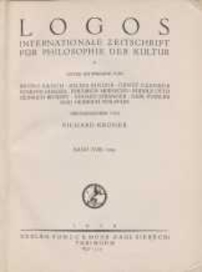 Logos internationale Zeitschrift für Philosophie der Kultur, XVIII. Jahrgang, 1929, H. 1