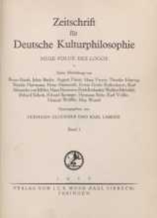 Zeitschrift für Deutsche Kulturphilosophie, 1938, Bd. 4, H. 1