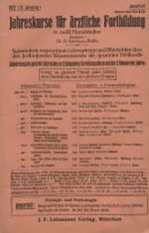 Jahreskurse für ärztliche Fortbildung, XIII. Jahrgang, 1922, H. 1-12
