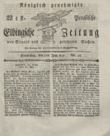 Elbingsche Zeitung, No. 48 Donnerstag, 17 Juni 1802