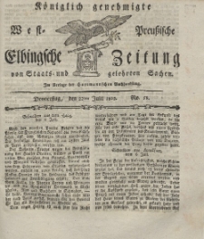 Elbingsche Zeitung, No. 58 Donnerstag, 22 Juli 1802