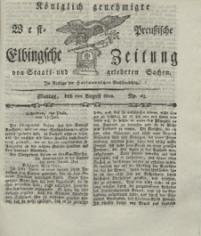 Elbingsche Zeitung, No. 61 Montag, 2 August 1802