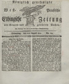 Elbingsche Zeitung, No. 64 Donnerstag, 12 August 1802