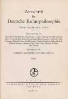 Zeitschrift f&uuml;r Deutsche Kulturphilosophie, 1936, Bd. 2, H. 1