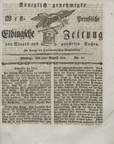 Elbingsche Zeitung, No. 67 Montag, 23 August 1802