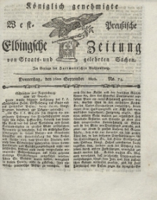 Elbingsche Zeitung, No. 74 Donnerstag, 16 September 1802