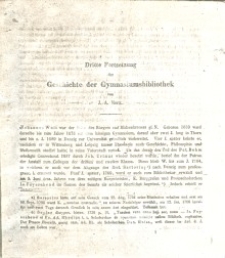 Dritte Fortsetzung der Geschichte der Gymnasiumsbibliothek