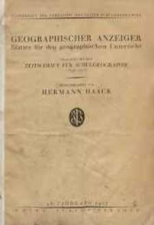 Geographischer Anzeiger: Blätter für den Geographischen Unterricht vereinigt mit der Zeitschrift für Schulgeographie, 28. Jahrgang, 1927