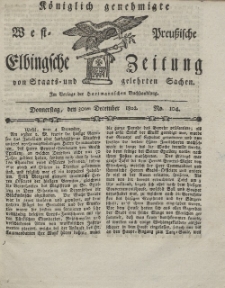 Elbingsche Zeitung, No. 104 Donnerstag, 30 Dezember 1802