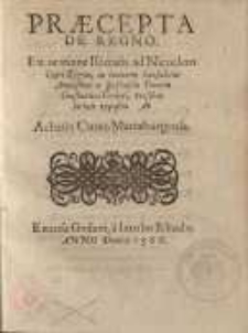 Praecepta de Regno. Ex oratione Isocratis ad Nicoclem Cypri Regem, in honorem Consulatus Amplissimi ac spectabilis Domini Constantini Ferberi, versibus latinis exposita Ab Achatio Curaeo Mariaeburgense